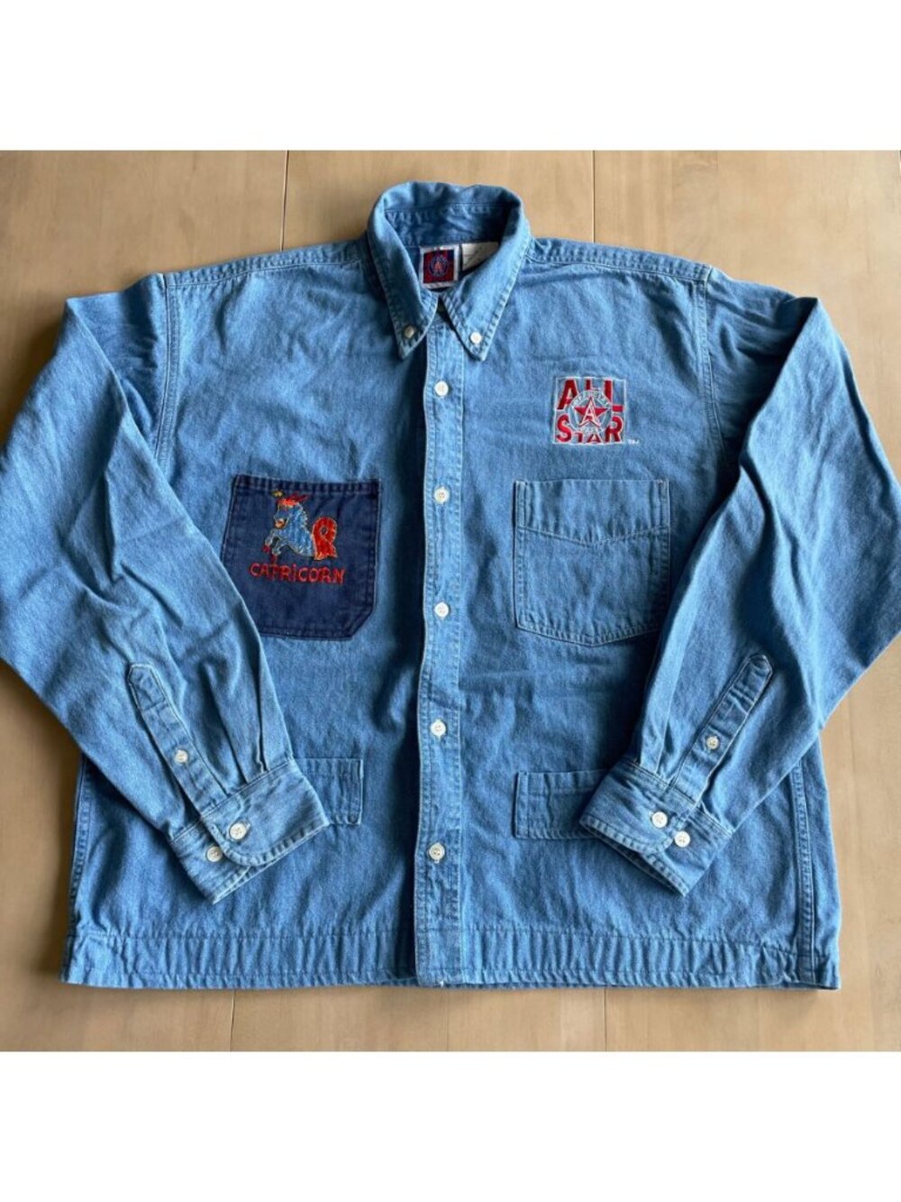 Vintage Rare All Star Official Cafe Capricorn Denim Button Down Shirt - Sz LG - Picture 2 of 11